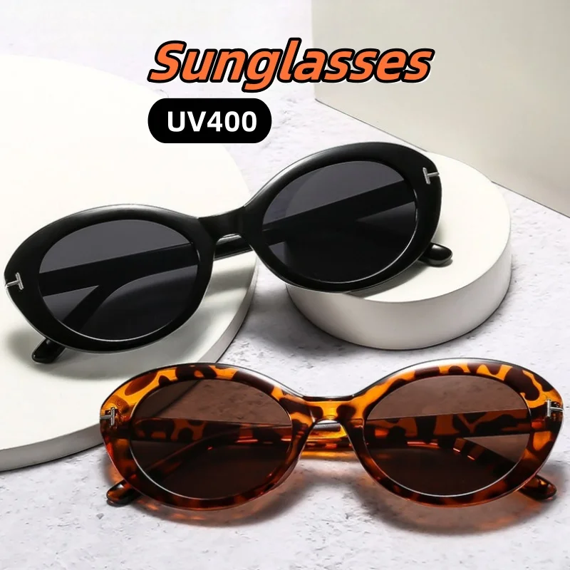 

Personality Oval Sunglasses T-shaped Design Trend Women and Men Outdoor Sun Protection Travel Ultraviolet-proof Glasses