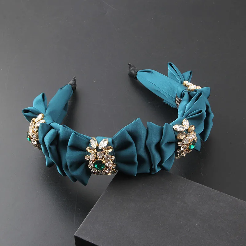 New Fashion Woven Fabric Inlaid Rhinestone Geometric Hair Accessories Ladies Prom Street Shooting Trend Headband Headwear 859