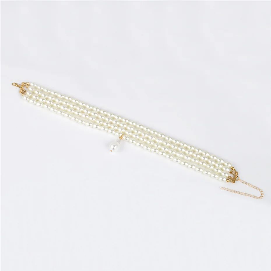 Elegante unregelmäßige Nachahmung Perle Choker Halskette Frauen Braut mehr schicht ige Schlüsselbein Kette ästhetischen Hals Schmuck wed Accessoires – Detail 11