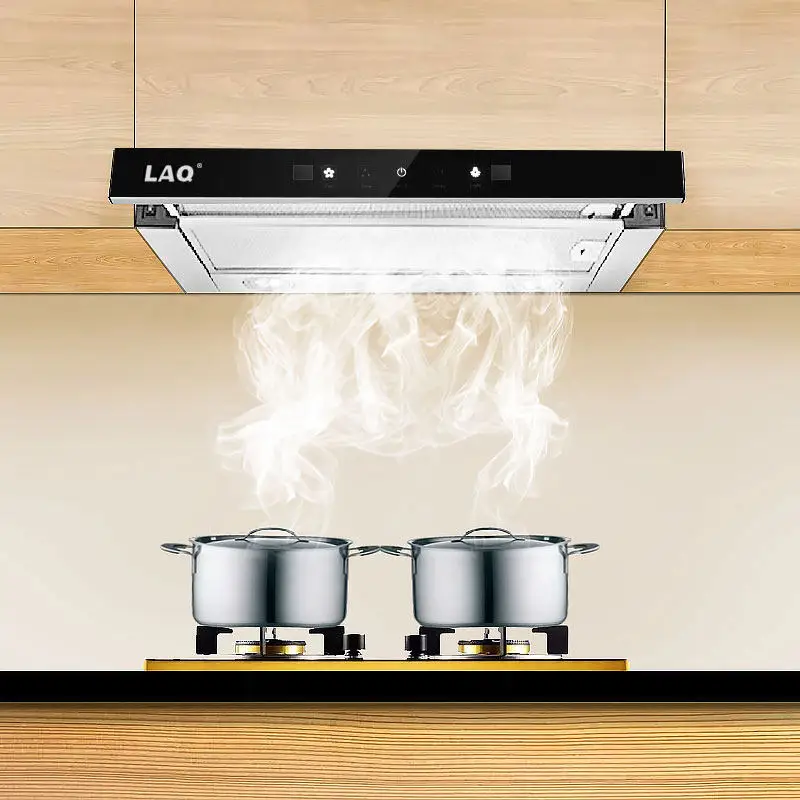 Mini pull-out range hood for kitchens, built-in concealed ceiling-mounted mini range hood for rental apartments.