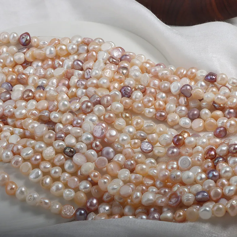 

7-8mm Natural Freshwater Candy Baroque Irregular Pearls, Non-nucleated Beads, Colored, Double-Sided Luster Pearl, 36cm/strand