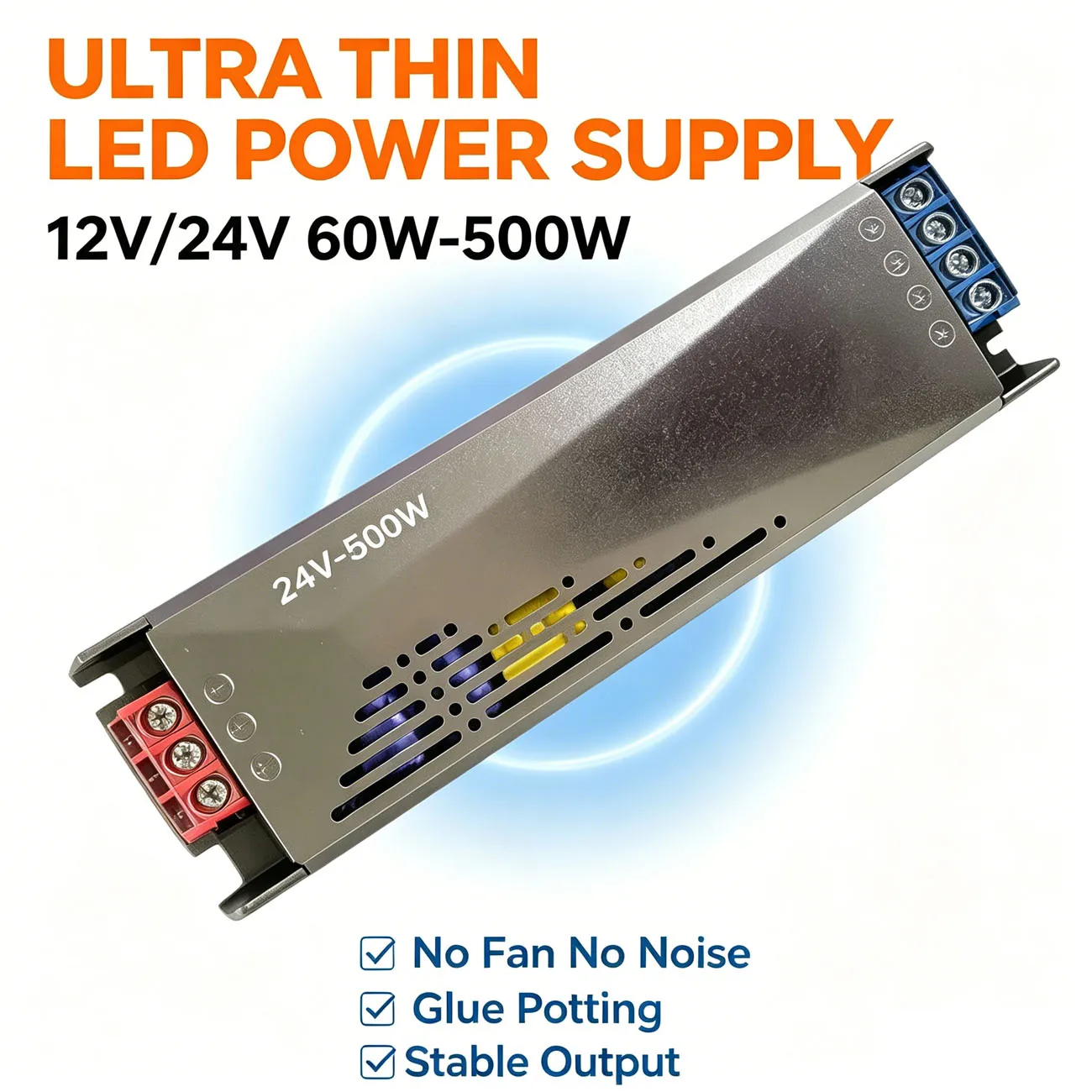 

Ultra Slim Silent LED Strip Power Supply 12V 24V - 60W to 400W No Fan No Noise Constant Voltage Driver for LED Lighting Projects