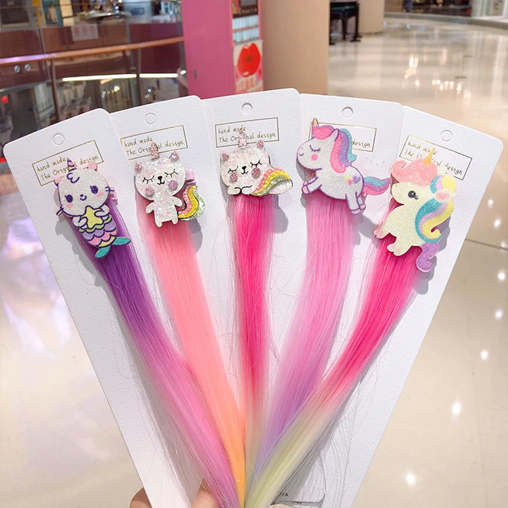 2Pcs Cartoon Unicorn Hair Clip For Girls Wig Hairpin Kids Hair Accessories 100% High Quality And Brand News Christmas Gift