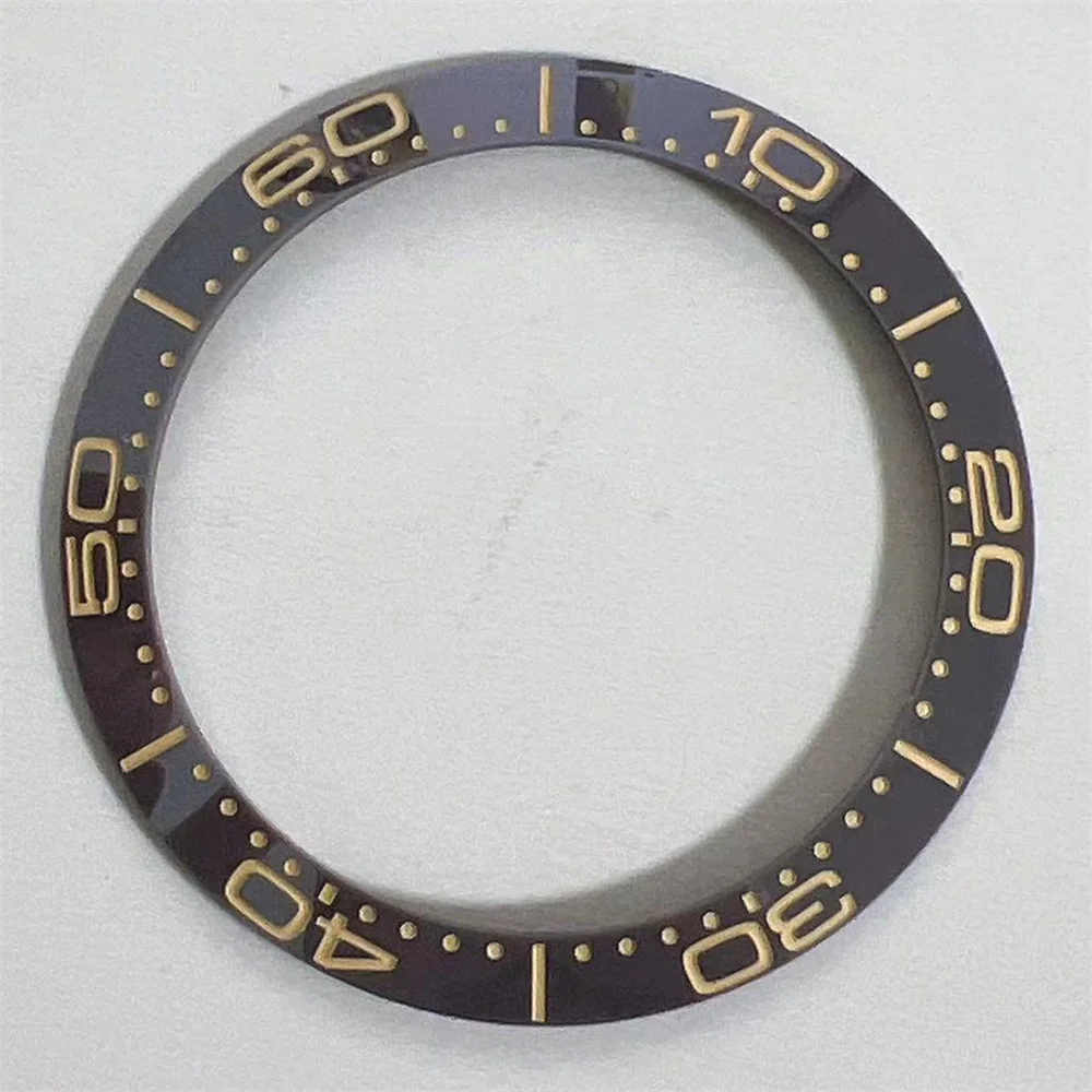 38MM Watch Ring Color Scale Yellow Letters Ceramic Bezel Insert for 40mm Watch Case Accessories Inner Diameter 30.5mm