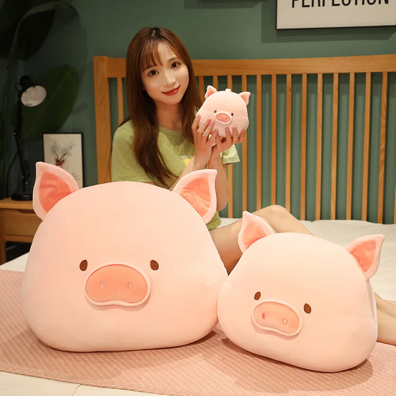 Cute Pig Plush Toy Powder Plush Filling Animal Head Elastic Super Soft Down Cotton Plush Toy