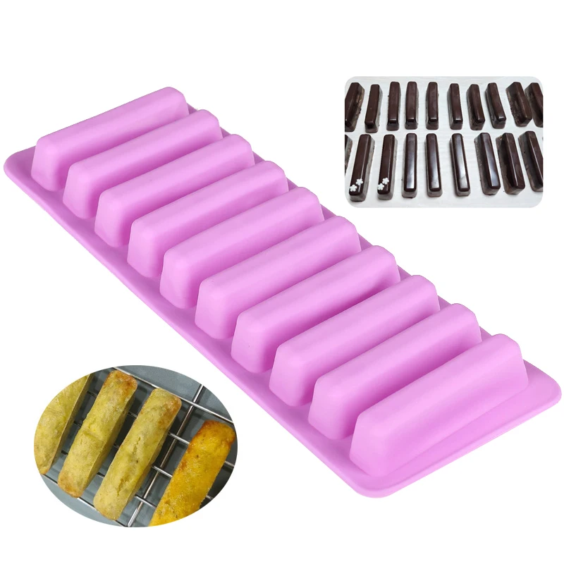 Finger Biscuit Mould Long Cookie Silicone Mold Chocolate Candy Pudding Dessert Molds Baking Tool