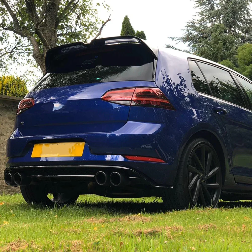 폭스바겐 VW 골프 7 MK7 GTI GTD R TSI TDI 2013-2019용 글로스 블랙 리어 스포일러 캡 익스텐션 리어 윙 바디킷 튜닝 썸네일 5