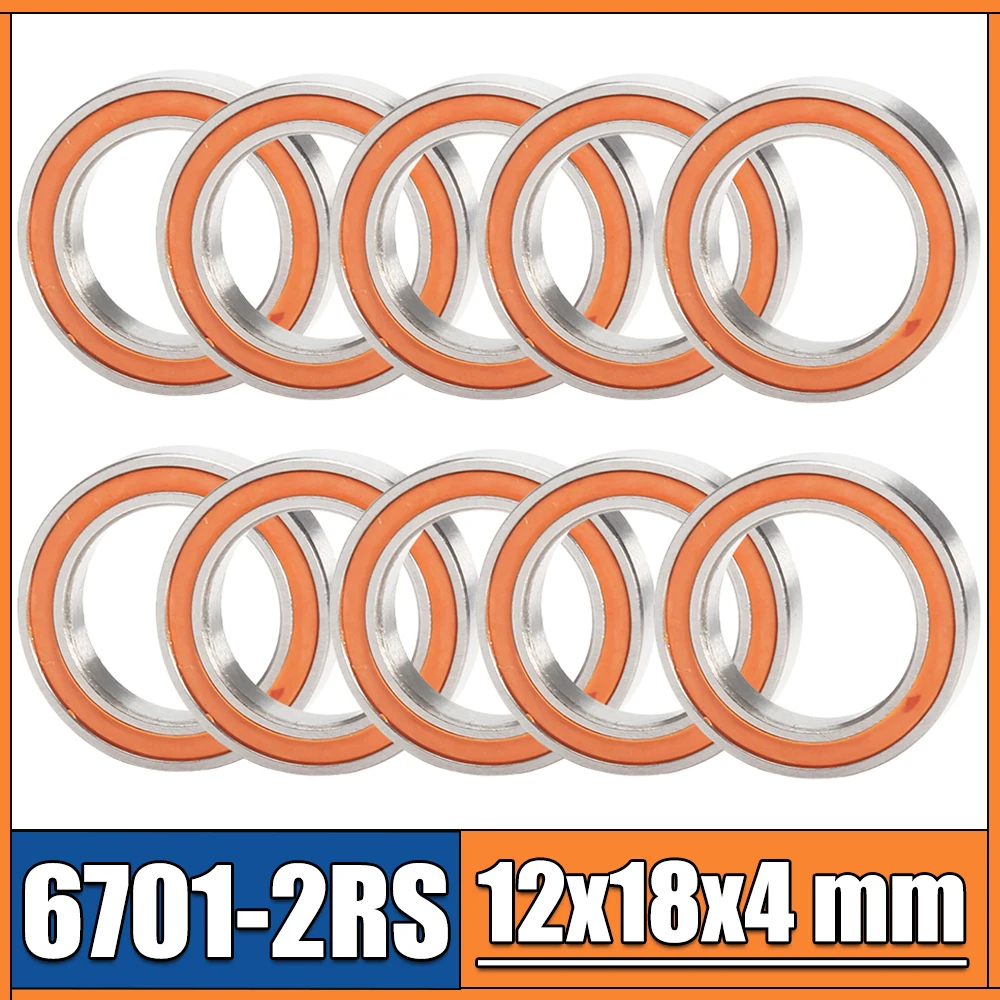 

6701RS Bearing ABEC-3 (10PCS) 12x18x4 mm Thin Section 6701-2RS Ball Bearings 61701RS 6701 2RS With Orange Sealed