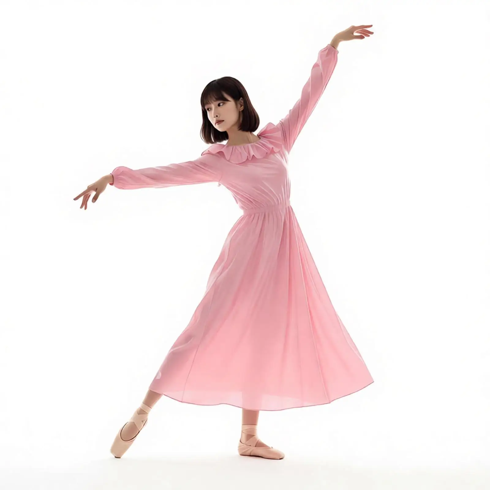 Image of Damen Glänzendes Wasserdichtes Vinyl-Kleid mit Rundhalsausschnitt, Rüschenbesatz, Langen Ärmeln und Schwingendem Saum für Rave-Partys und Clubwear