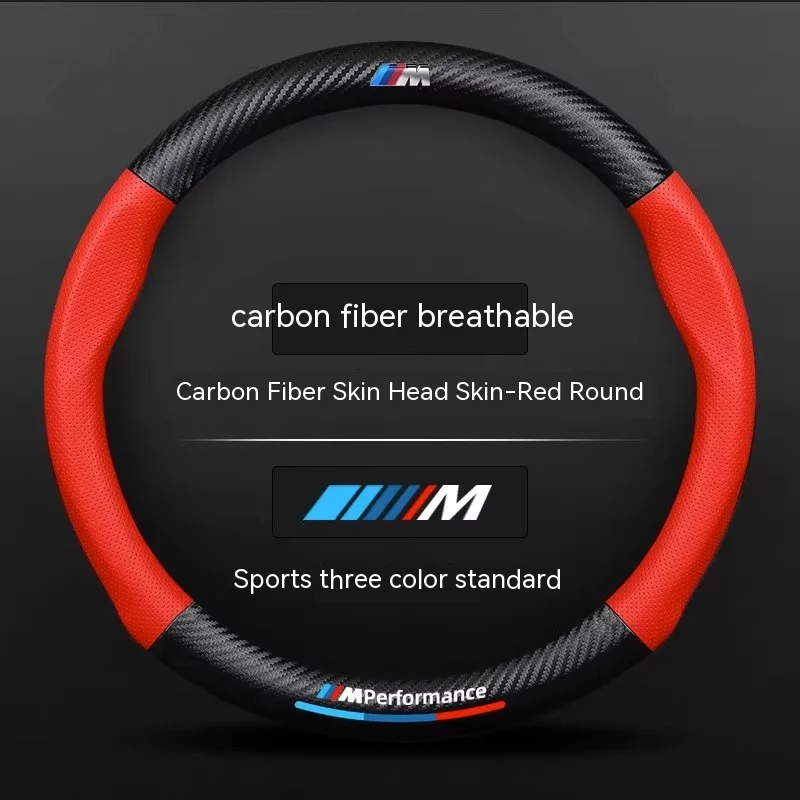 For BMW M X1 X3 X5 X6 G20 G30 E39 E46 E87 E90 E92 F10 F15 F25 F30 Carbon fiber Leather Car Steering Wheel Cover Auto Accessories