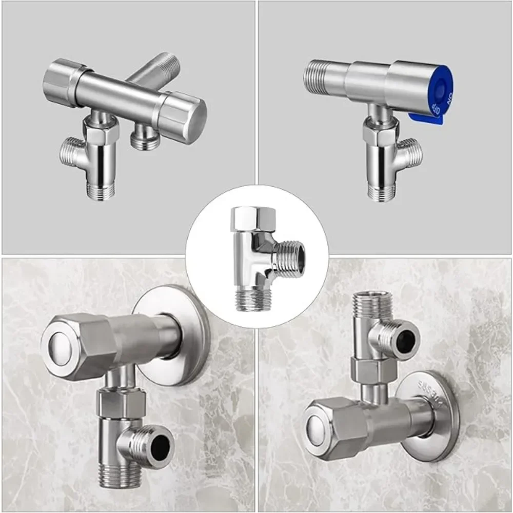 

3-ходовой Т-образный адаптер, смеситель для душа в ванной, разделитель воды, клапан для туалета и душа, распылительная насадка, преобразователь из нержавеющей стали