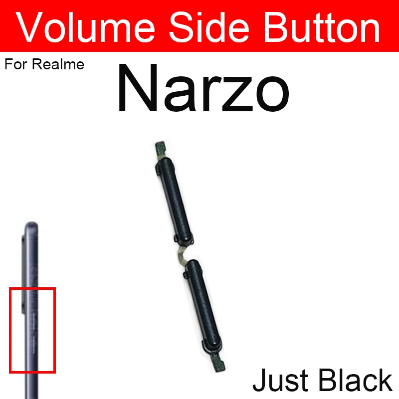 Side Power Volume Buttons For OPPO Realme Narzo 10A Narzo 20 Pro Narzo 30A 30 Pro 30 5G Power Volume Side Keys Small Button Part