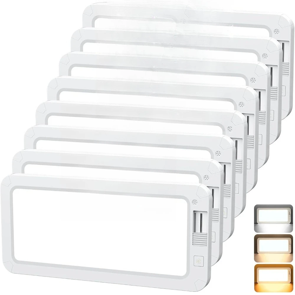 RV Interior LED Lights 12V 1500LM Ceiling Light with 3 Color Stepless Dimming for Camper Trailer Boat Car 8Pack