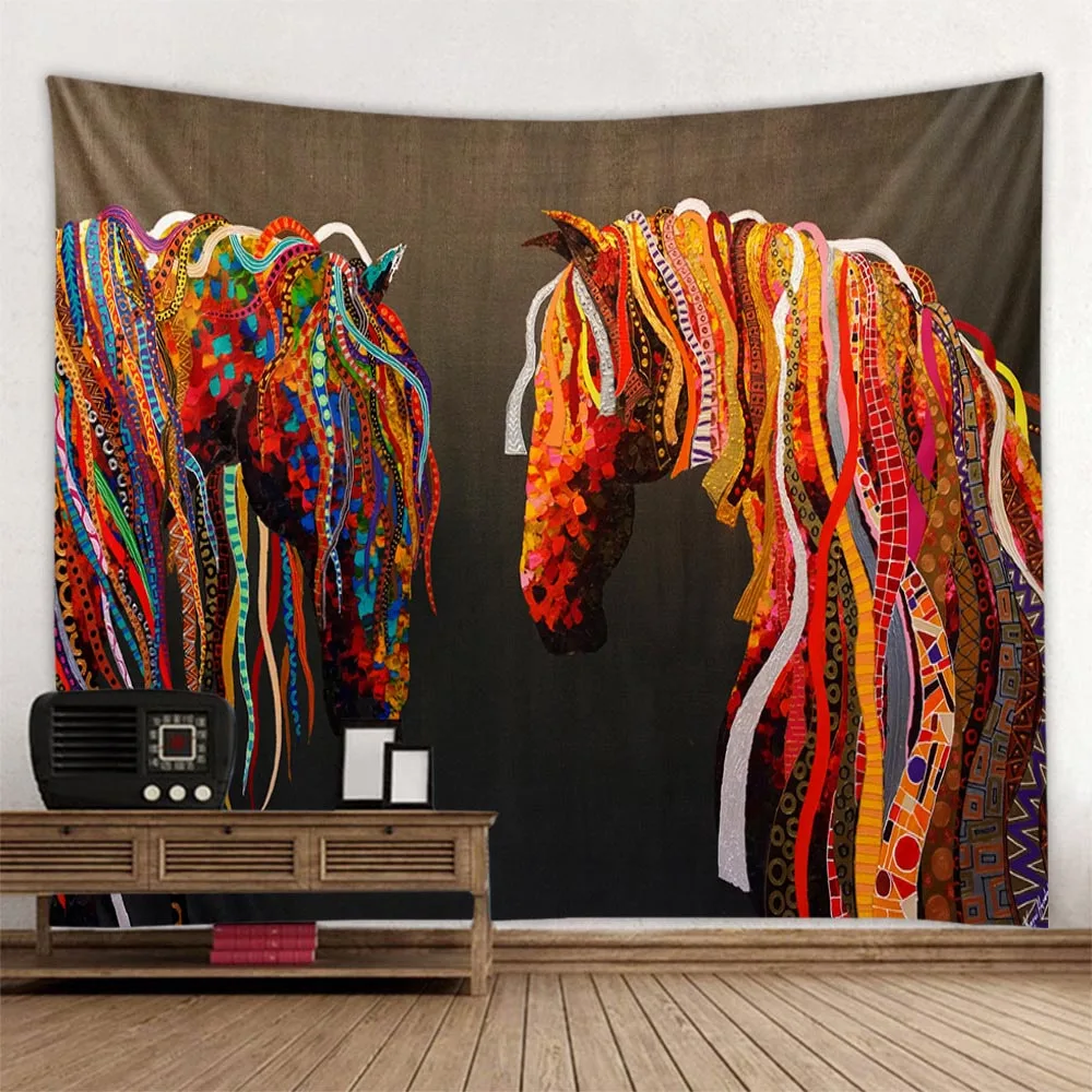 Retro Horse Wall Mounted Fabric Decoration Painting Aesthetic Art for Living Room Dormitory Office Bedroom Unique Characteristic