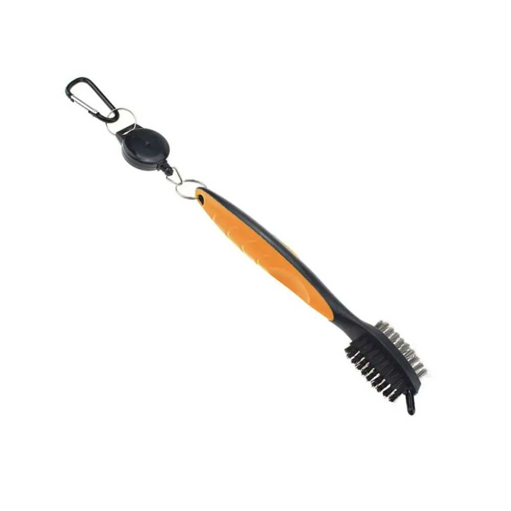 

3 In 1 Golf Club Brush 2 Sided Zip-line Retractable Groove Cleaner 4 Colors Keychain Design Groove Cleaning Brush Golf Gift