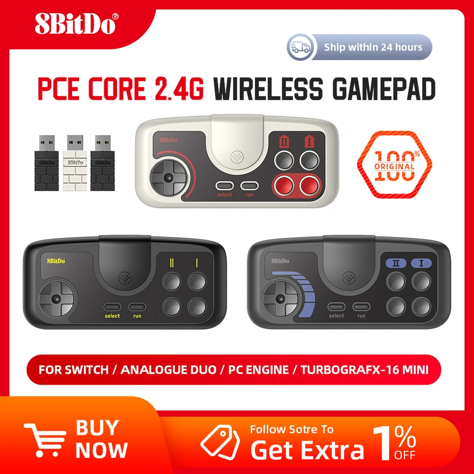 8bitdo PCE Core 2.4G ワイヤレスゲームパッド PCエンジン Mini PC