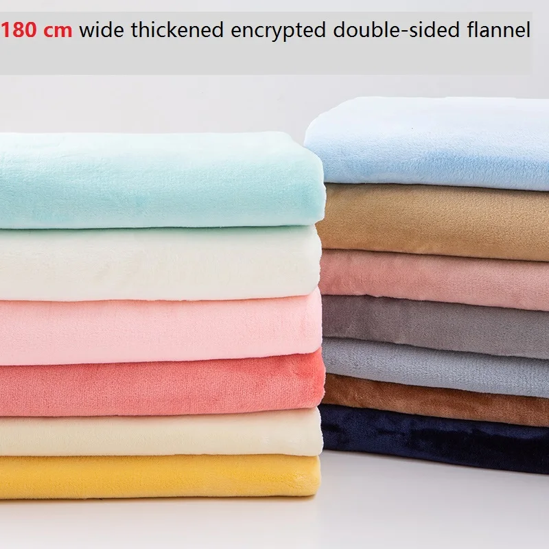 180cmx50cm Thickened Encryption Double-sided Flannel Fabric Warmth Coral Fleece Pajamas Blankets DIY Home Clothing Fabric 580g/m