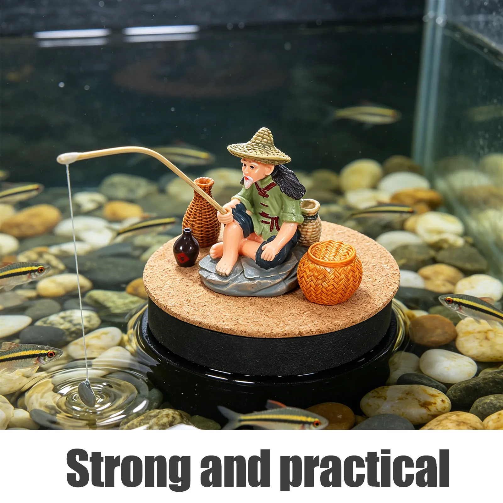 Bonsai Tree Zen Garden - Estatua de Pescador Asiático Flotante en