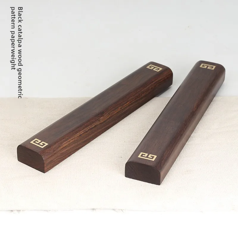 Black Rosewood Calligraphy Paperweight Zhenchi Desk Weight for Xuan Paper Holding Chinese Brush Writing and Study Room