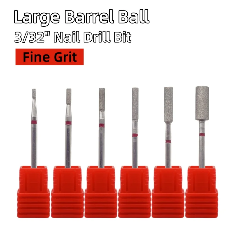 1개 다이아몬드 네일 드릴 비트 미세 그릿 사이즈 대형 배럴 큐티클 클린 네일 비트 러시안 네일 도구 안전한 각질 제거 파일