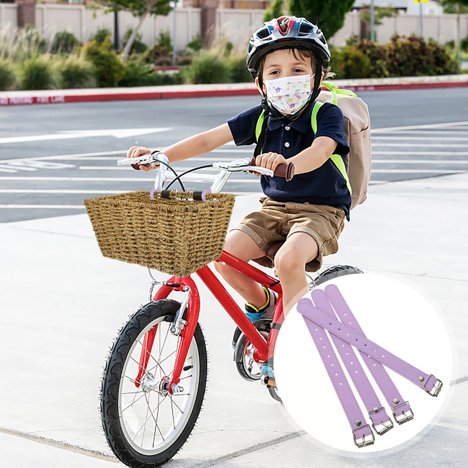 

2Pairs Bike Basket Front Straps Adjustable Bicycle Accessories Detachable Easy Install Sturdy Decorative