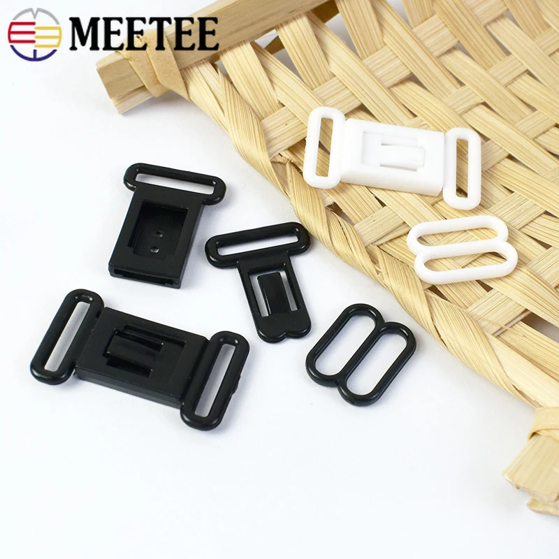 50/100Sets Meetee 12.5mm Plastic Buckles Bra Strap Clip Adjust Clasp Bow Tie Underwear Connect Button Buckle Sewing Accessories