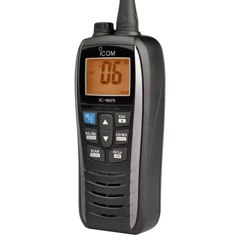 ¡Arriba! IC-M25 transceptor VHF Radio marina flotador IPX7 Sea Vessel walkie talkie IC M25 Radio bidireccional intercomunicador impermeable de mano