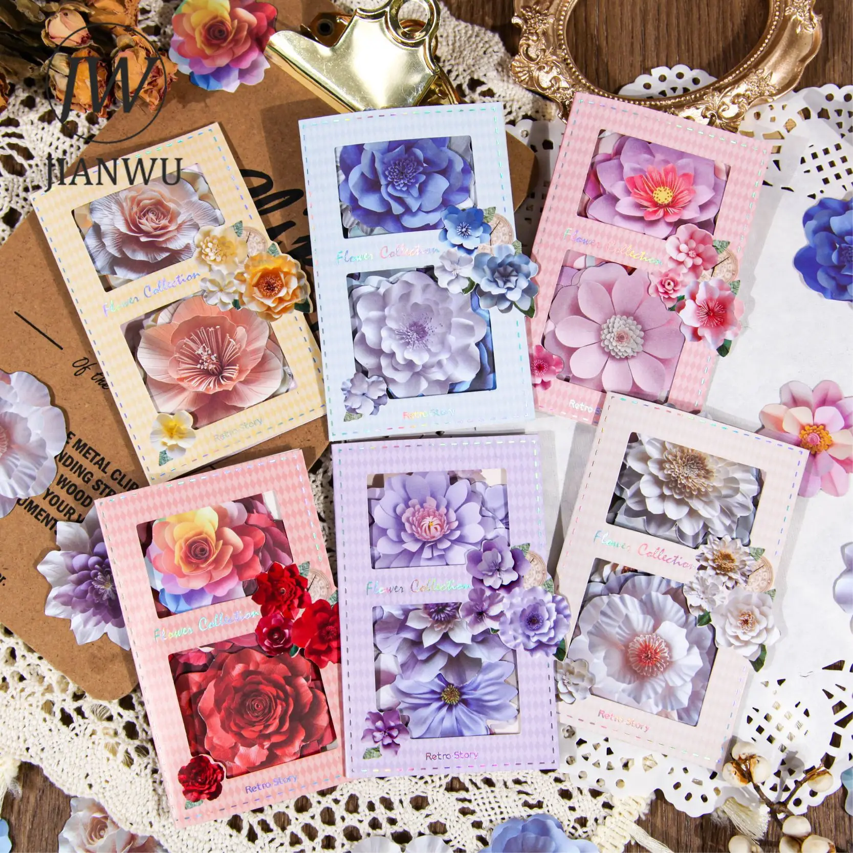 JIANWU Flower Pickup Series Vintage Floral Landscaping Material Collage Sticker Creative DIY Journal Stationery