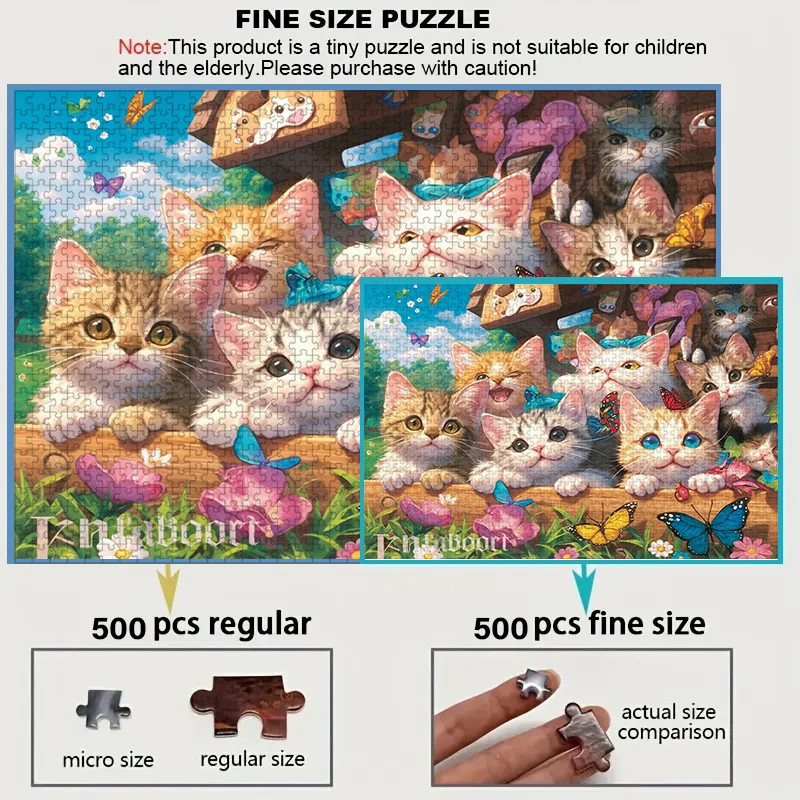 Eine Schachtel mit Mini-Puzzles für Erwachsene mit niedlichen Kätzchen-Designs – kratzfest, herausfordernd, geeignet für Erwachsene, Familienspaß, Zuhause