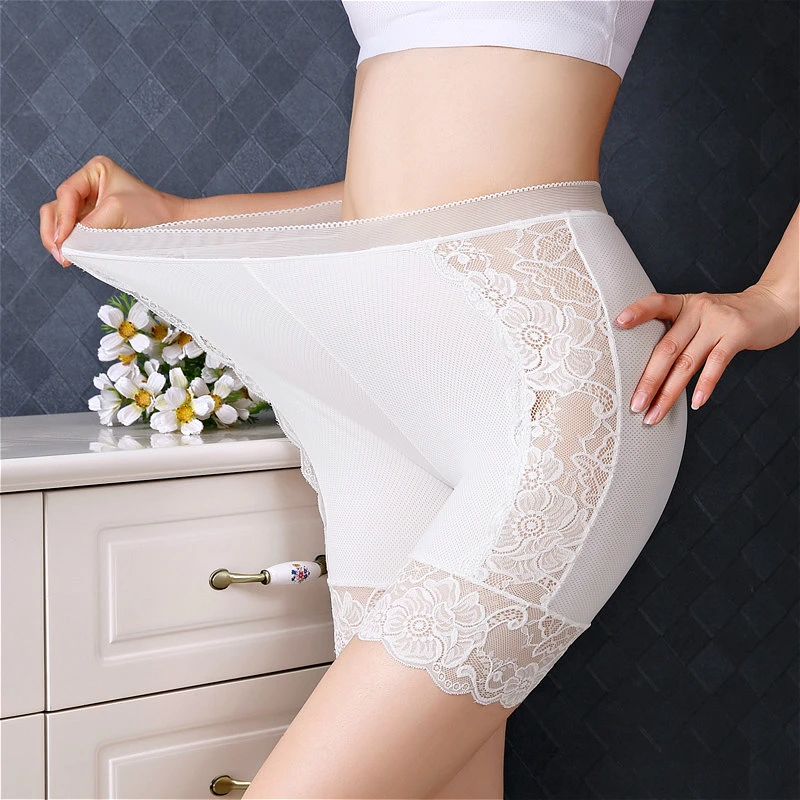 Plus Size Safety Short Pants Women Seamless Under Skirt Boxers For Women Sexy Lace Anti Chafing Boyshort Panties Underwear