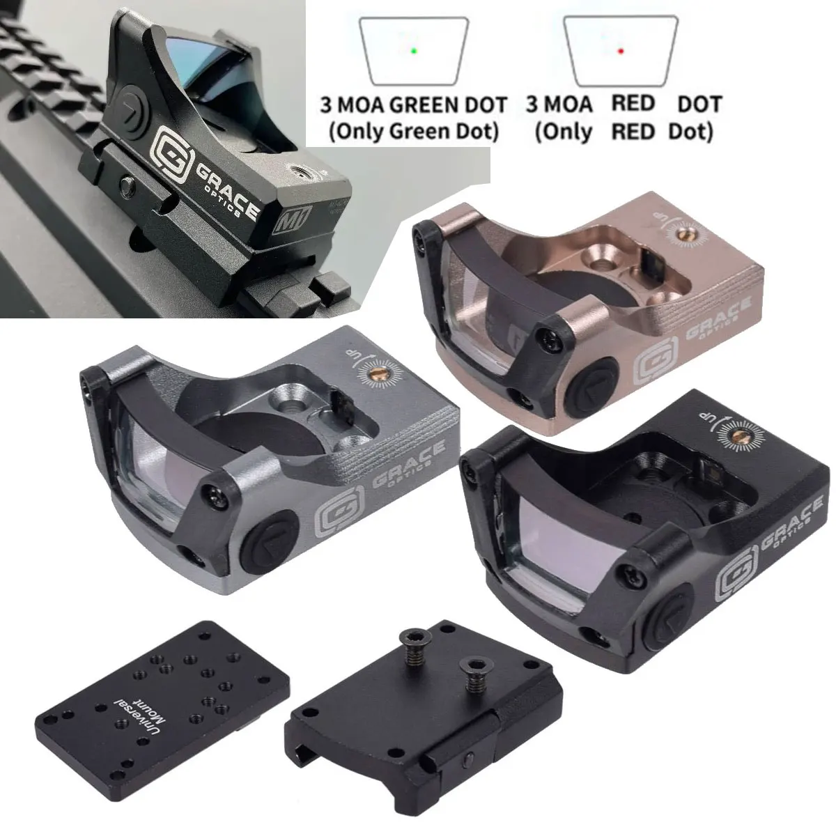

Tactical Topless Gracer M1 Red Dot Sight Glock Sight Green Optics Scope Riflescope 20mm Picatinny Rail Mount with Cover