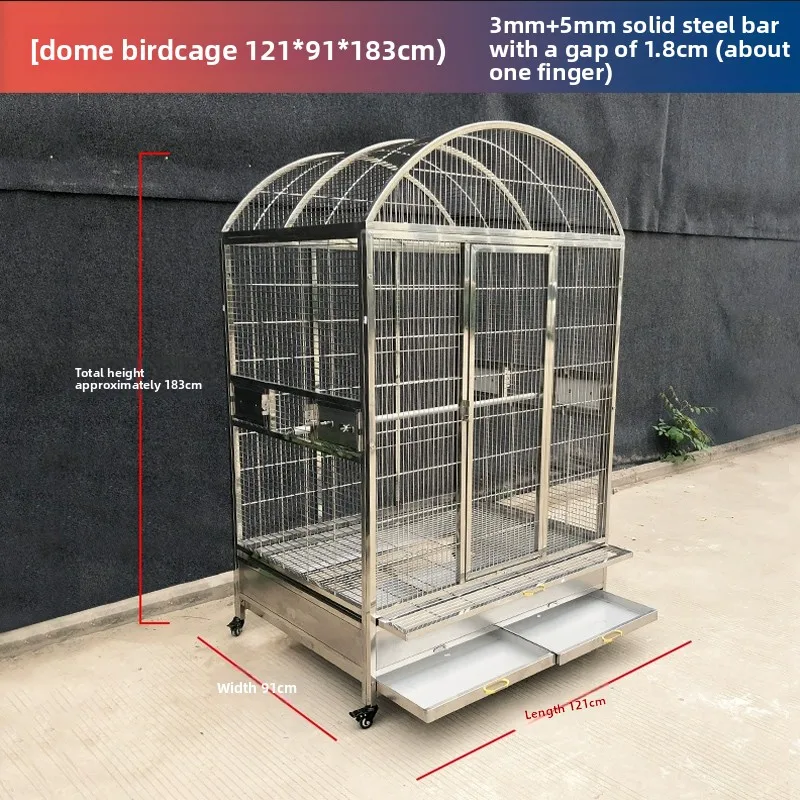 Classic Style Stainless Steel Stackable Bird Cages SUS304 Large Parrot Cages For Sale Animal Pattern Multi-Animal Use