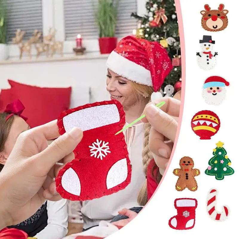 Juguetes de costura para niños, juguetes de habilidades hechos a mano de Navidad, Kits de costura, juguetes artesanales rellenos, juguetes educativos de Motor fino de fieltro para