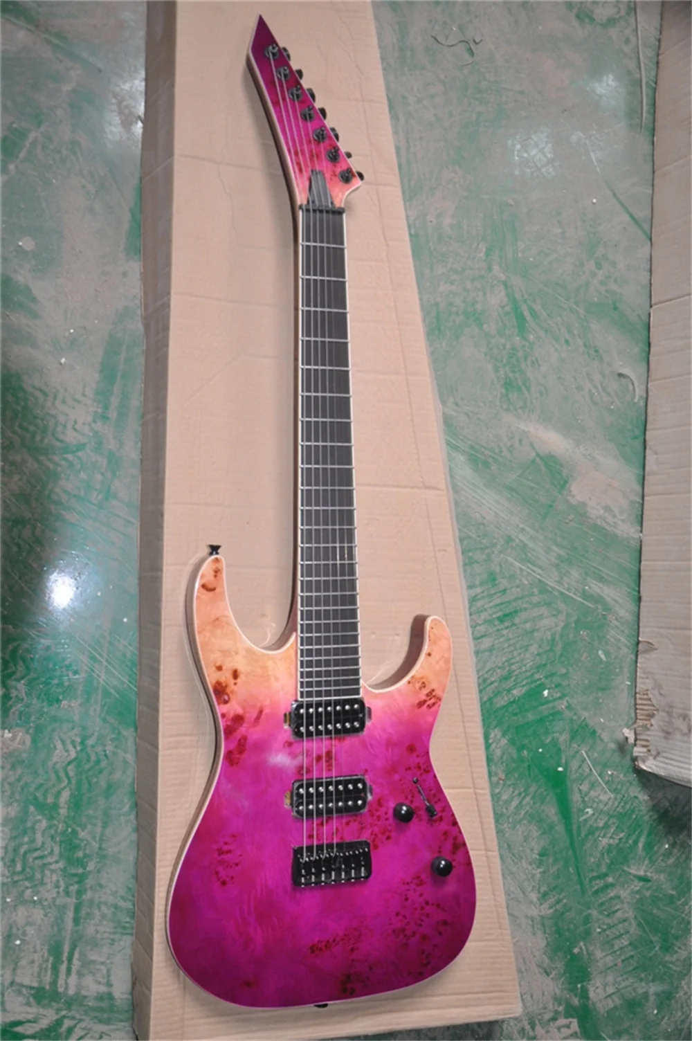 7 Strings Electric Guitar With Rosewood Fretboard Black Hardware Neck Through Body Customization Service