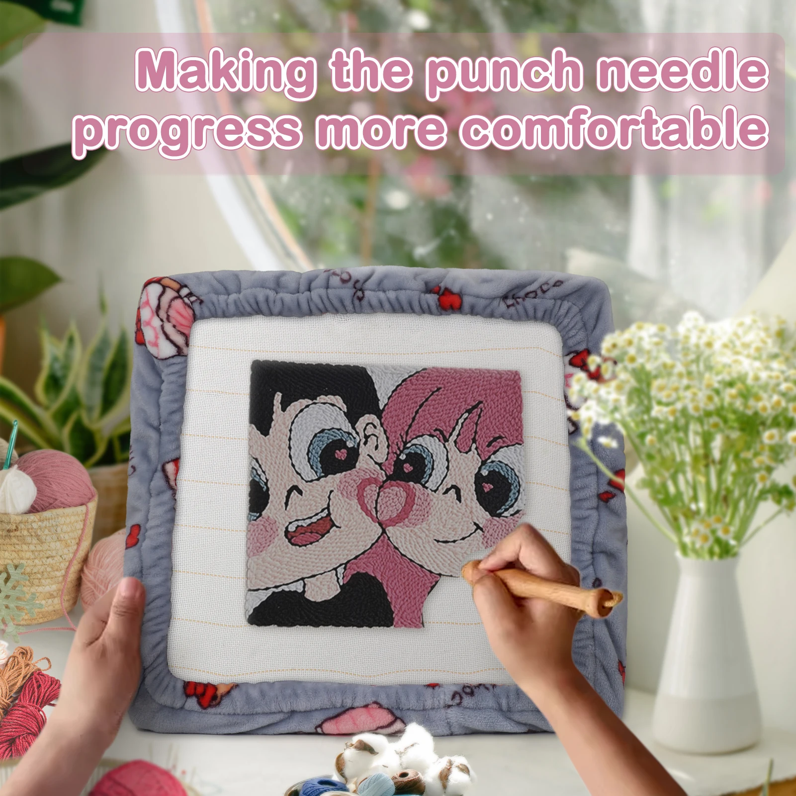 30CM Gripper Strip Embroidery Frame with Cover Punch Needle Cross Stitch DIY Sewing Accessory for Home Craft Workshop Tools