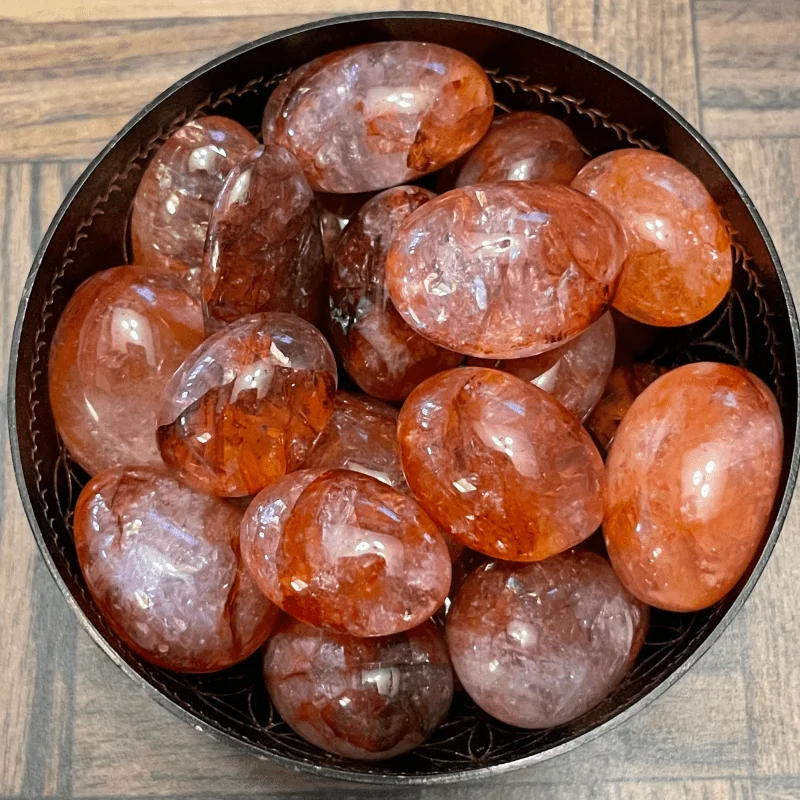 1pc  Decorative Stone - Fire Quartz Palm Stone Random, Vibrant Rainbow Crystal with Natural Inclusions,
