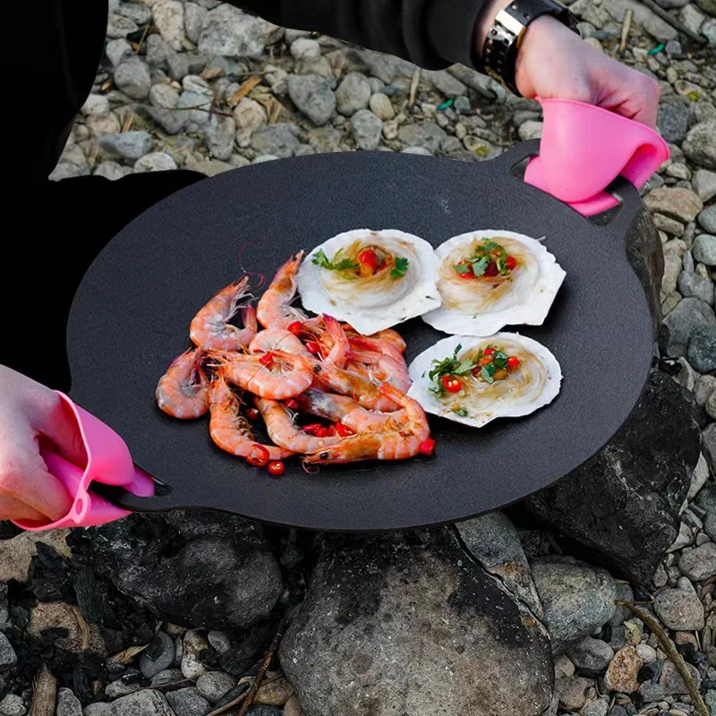 

Outdoor BBQ Grill Pan Non Stick Stovetop Baking Tray Korean Roastig Grill Plate Camping Equipment