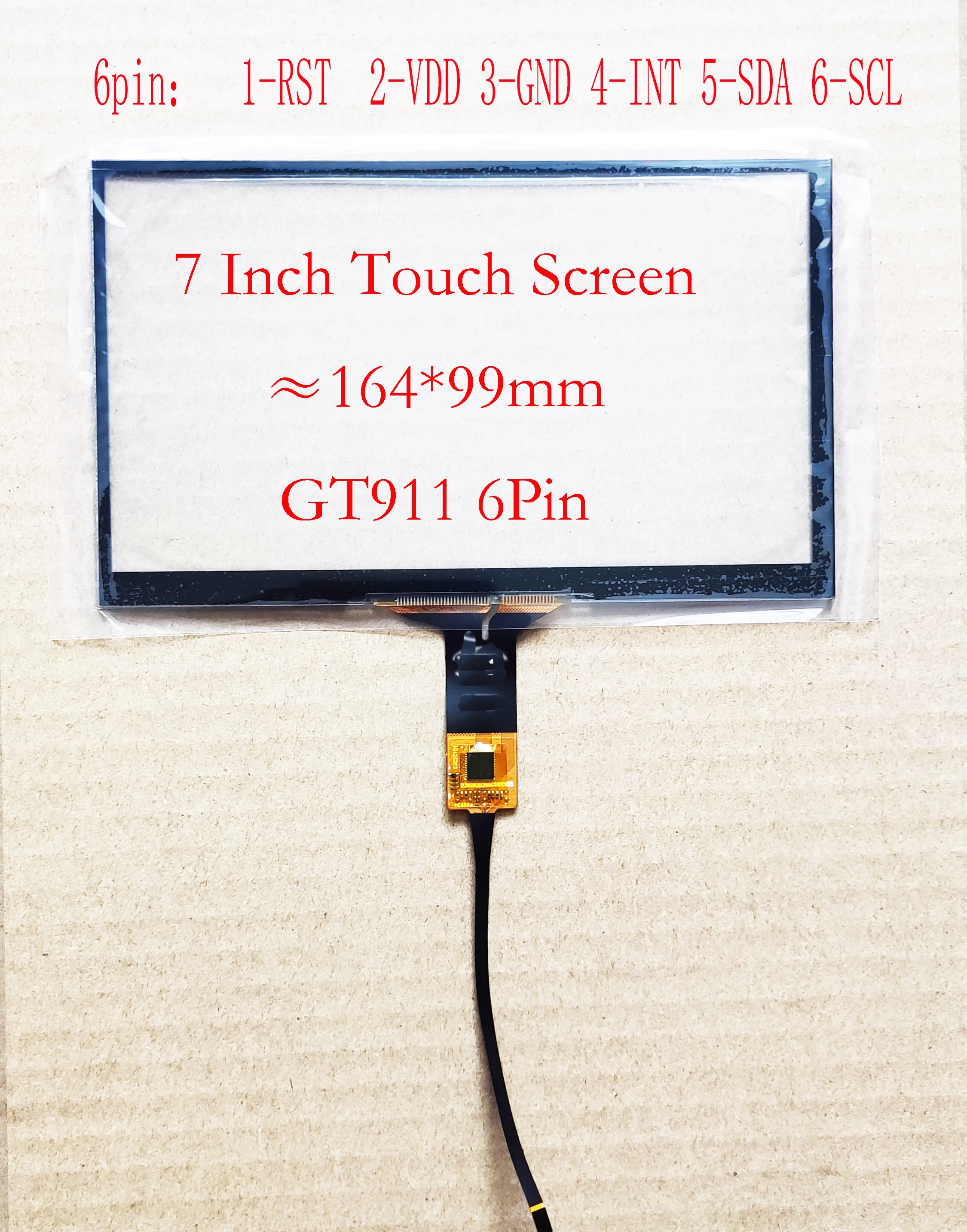 7 inch Car Radio I2C Interface Capacitive Touch Screen Sensors, Digitizers 164mm*99mm 165*100mm GT911 6PIN  For Radio