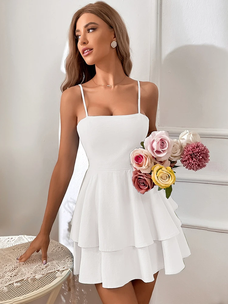 

Elegant Halter A Line Prom Gowns Ruffles Tiered Backless Party Vacation Chiffon Long Evening Dress bow tie short suspender cott