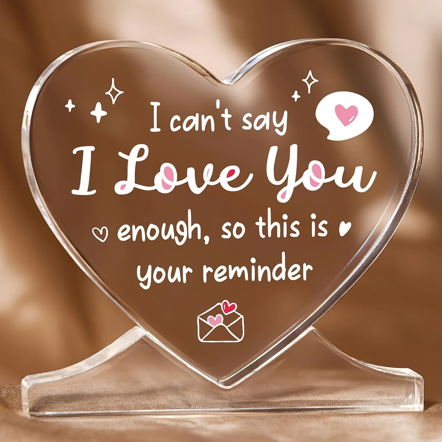 I Love You Gifts for Her Him, Heart-shaped Acrylic Plaque, Anniversary, Valentines Day Gifts for Girlfriend, Wife, Boyfriend