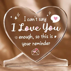 I Love You Gifts for Her Him, Heart-shaped Acrylic Plaque, Anniversary, Valentines Day Gifts for Girlfriend, Wife, Boyfriend
