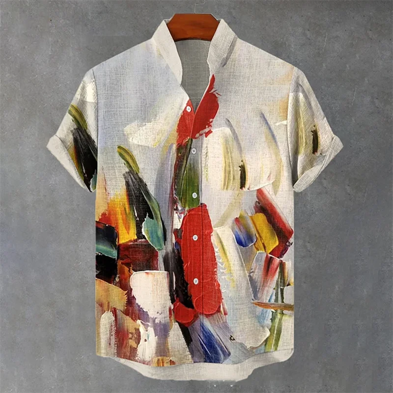 New Music Notes 3D Printed Short Sleeve Shirt Bamboo Linen Fashion Casual Loose Cardigan Button Trendy Large Size Tops S-5XL