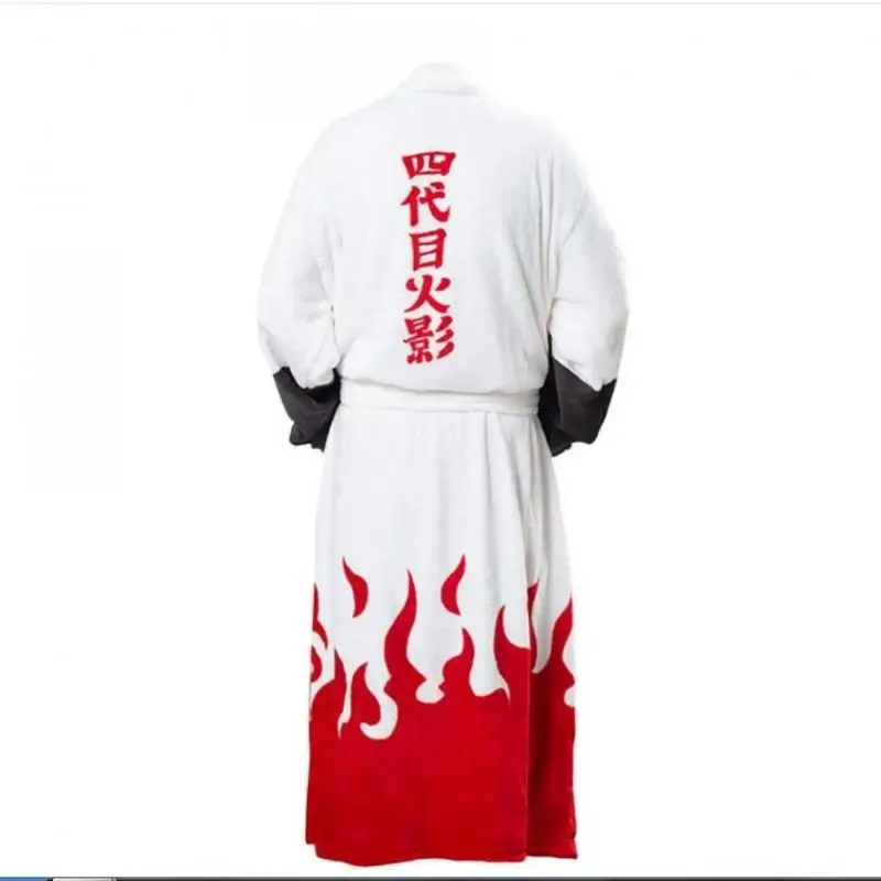 Naruto Robe Akatsuki Anime Uchiha Itachi Generation 4 Fire Shadows Flannel Thickened Bathrobe Thermal Nightgown for Young Pajama