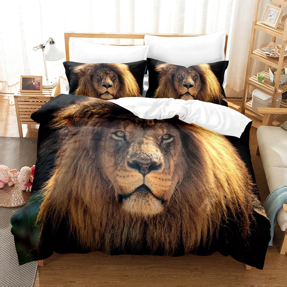 Lion Tiger Bedding Set Adults 3D Duvet Cover Sets Kids,twin Full Queen King Bedroom Set Home Textile Housse De Couette 210x210