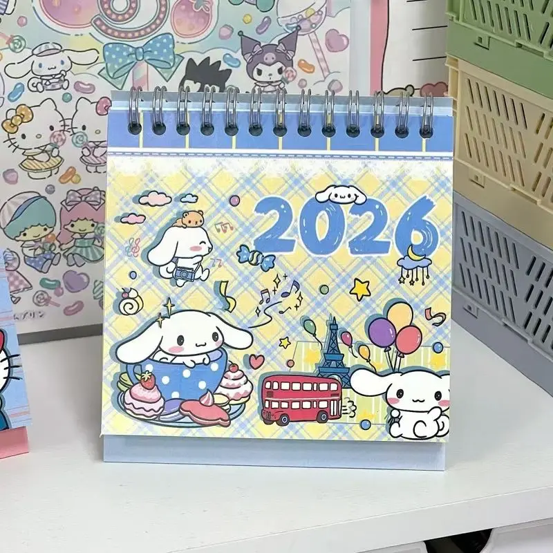 2026 Nuovo calendario comico Hellokitty Cinnamoroll - Simpatico cartone animato Graffiti Calendario da tavolo per ufficio e studenti Regalo di Capodanno