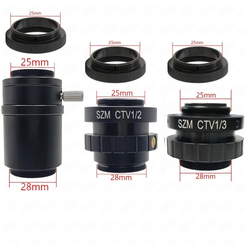 SZM CTV 1/2 1/3 1X Adapter 0.3X 0.5X C mount Lens C CS Simul Focal Ring Trinocular Stereo Microscope HDMI USB Video Camera