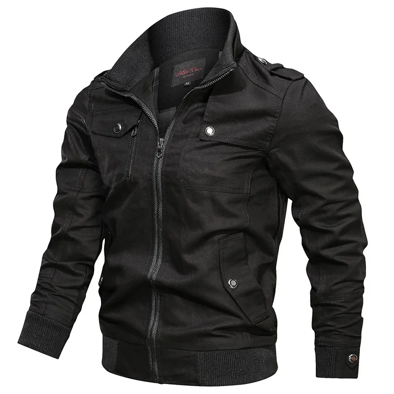 Jaqueta masculina de algodão puro Cargo, Streetwear, Work Flight Outwear, Blusão, Cargo Flight Coat, Primavera, Outono, Novo, 2024