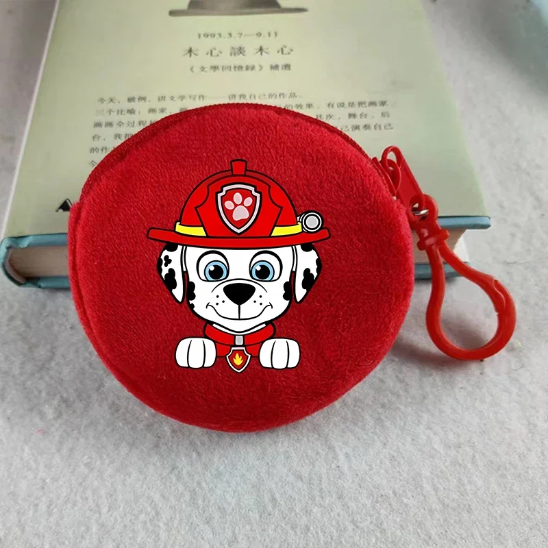 Paw Patrol Portmonetka na monety Śliczna pluszowa okrągła portmonetka Chase Skye na zamek błyskawiczny Chłopcy Dziewczynki Student Mini portfel