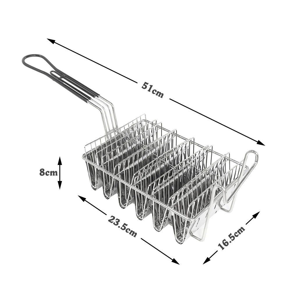 Imagem -04 - Taco de Cozimento Frito em Cesta de Batatas Fritas Tortilla Fry Basket para Fritadeira Profunda Squarec ou Grid Aço Inoxidável