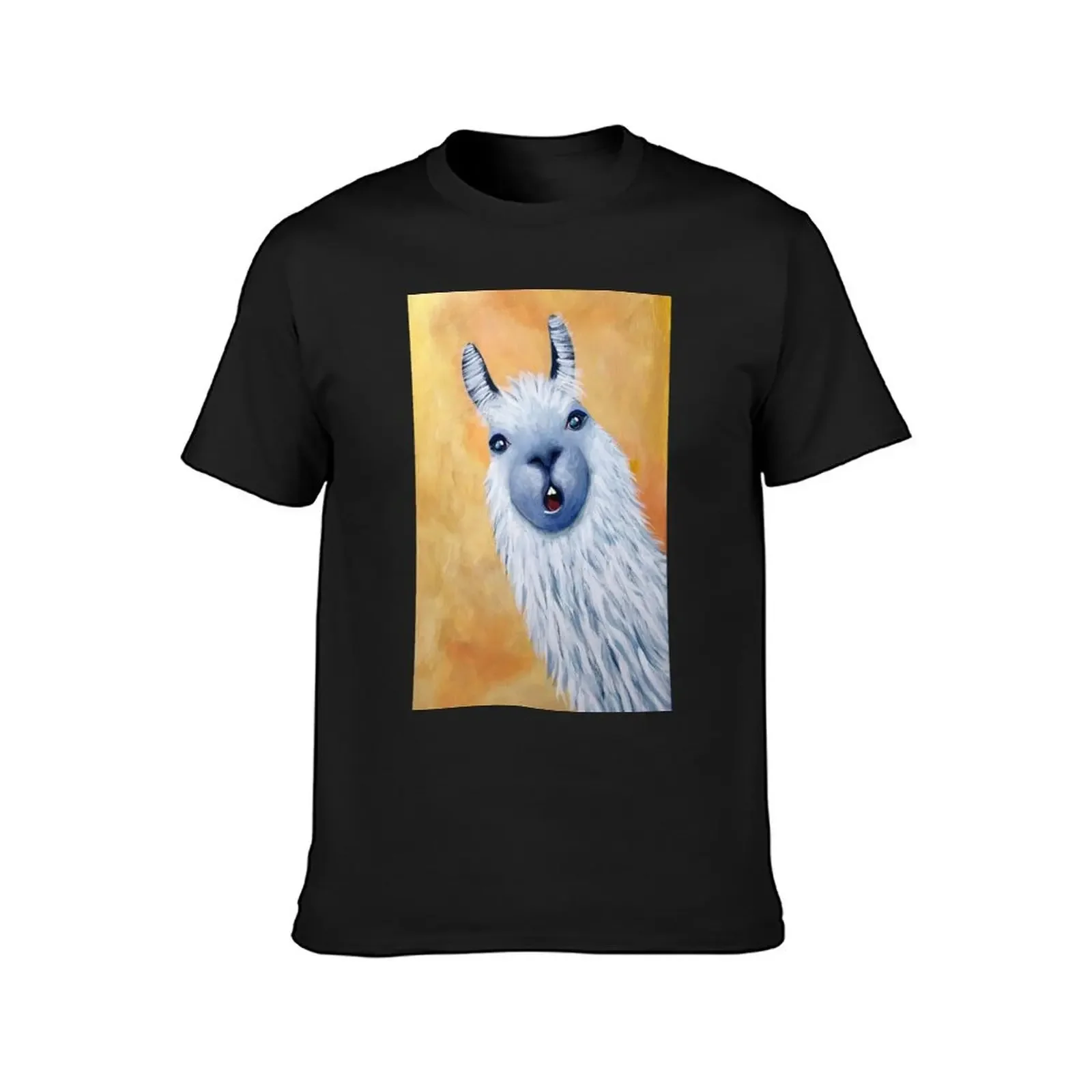 Stunned and surprised llama original painting T-Shirt sports fans Short sleeve tee t shirts for men pack